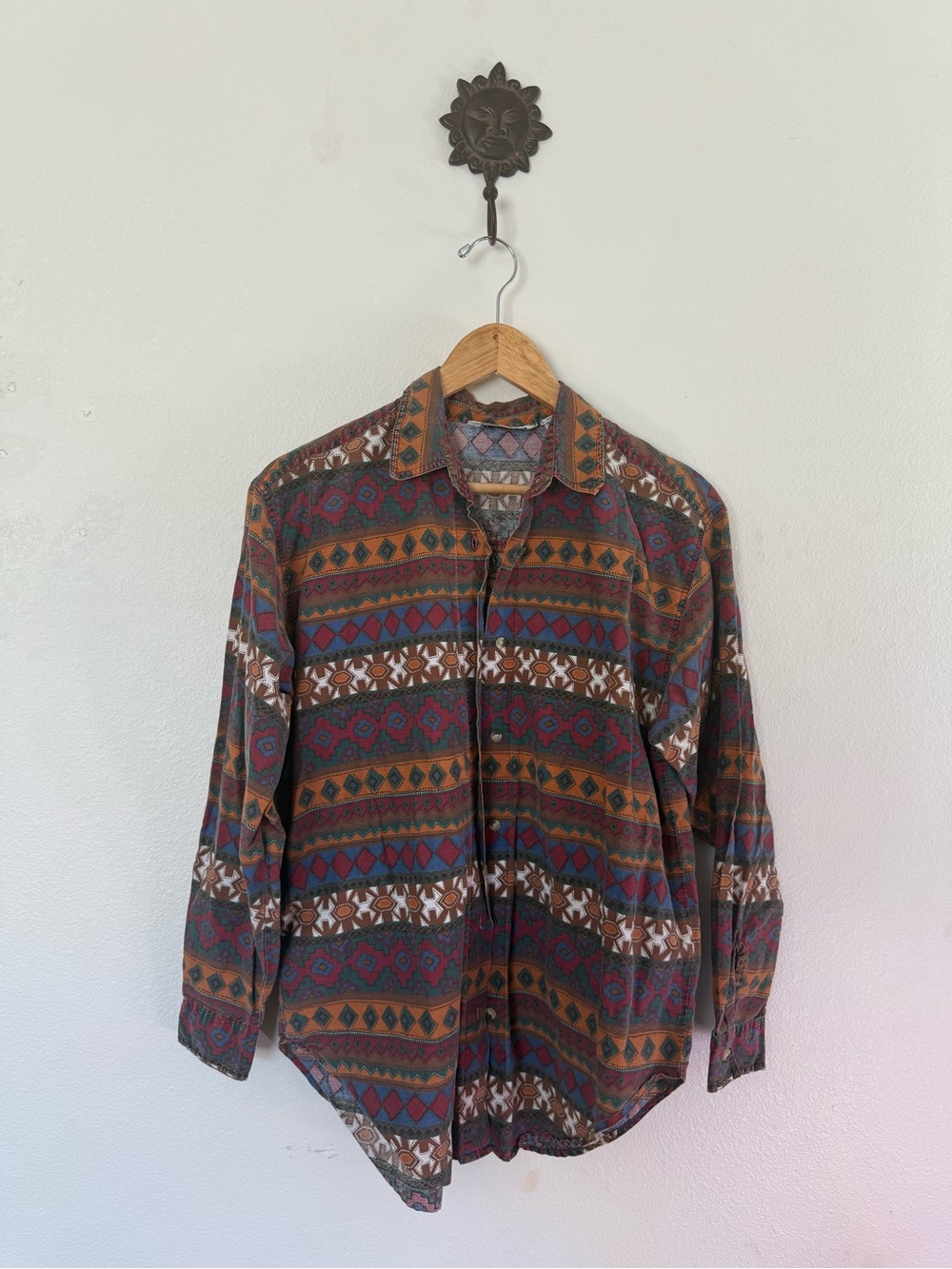 Vintage Patterned Button-Down Shirt